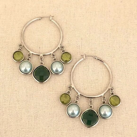 Shades of Green Hoop Earrings | 2.25” Drop - Picture 1 of 2